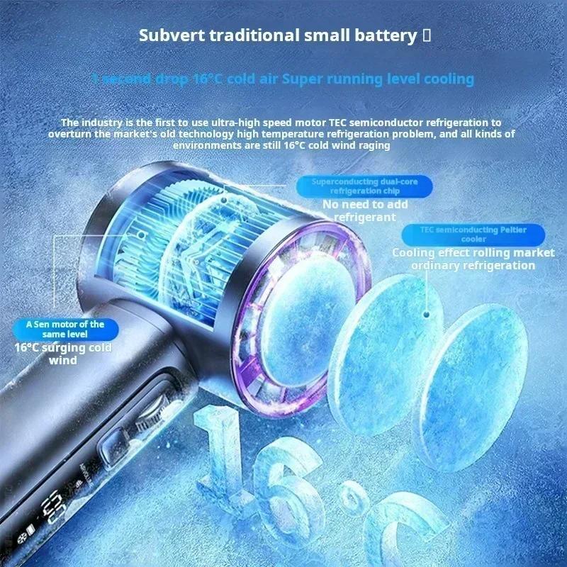 100 Gears Handheld Fan 3000mAh USB Mini Portable Rechargeable High-Speed Turbine Small Camping Fan with Rescue Flashlight