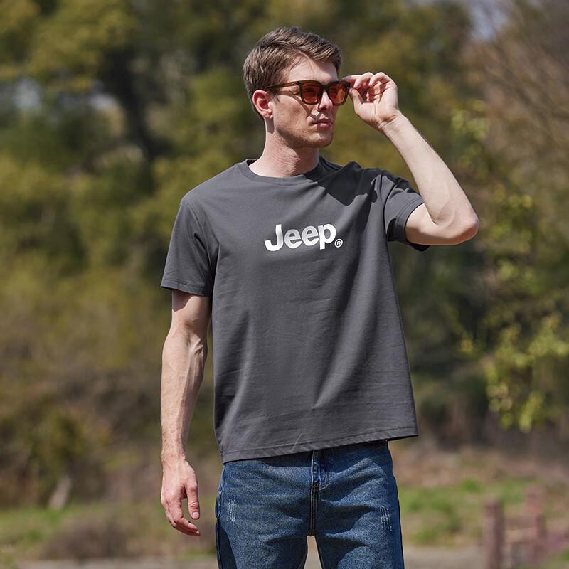 JEEP Unisex Cotton Blend Round Neck T-Shirt P842MKT621 M темно серый