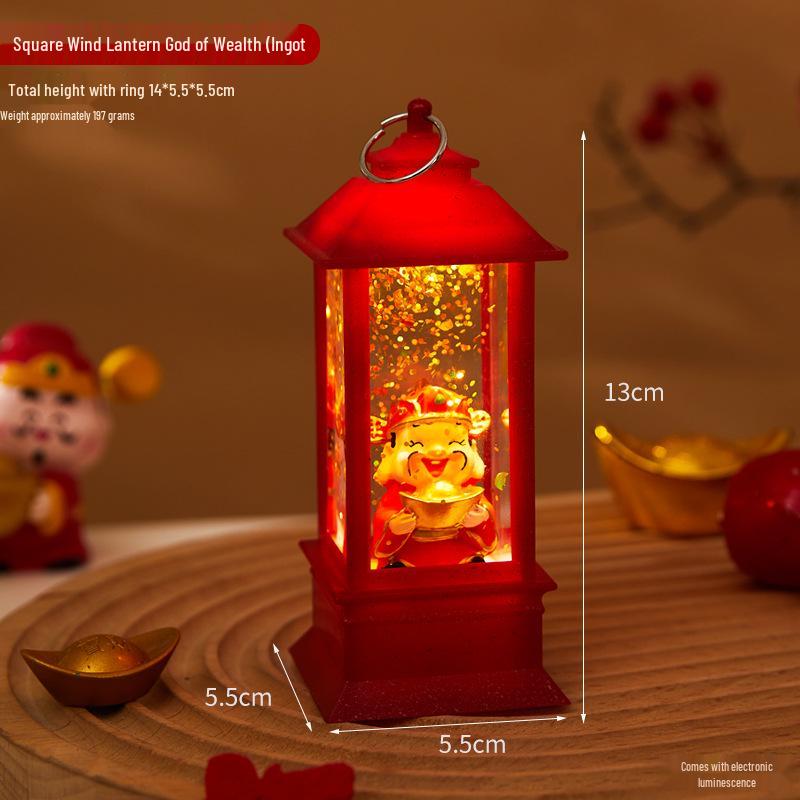 God of Wealth Luminous Snowfall Night Light - New Year Desktop Ornament