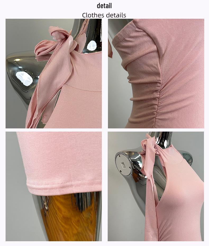 Korean Dongdaemun Halter Tie-Up Bodycon Mini Dress