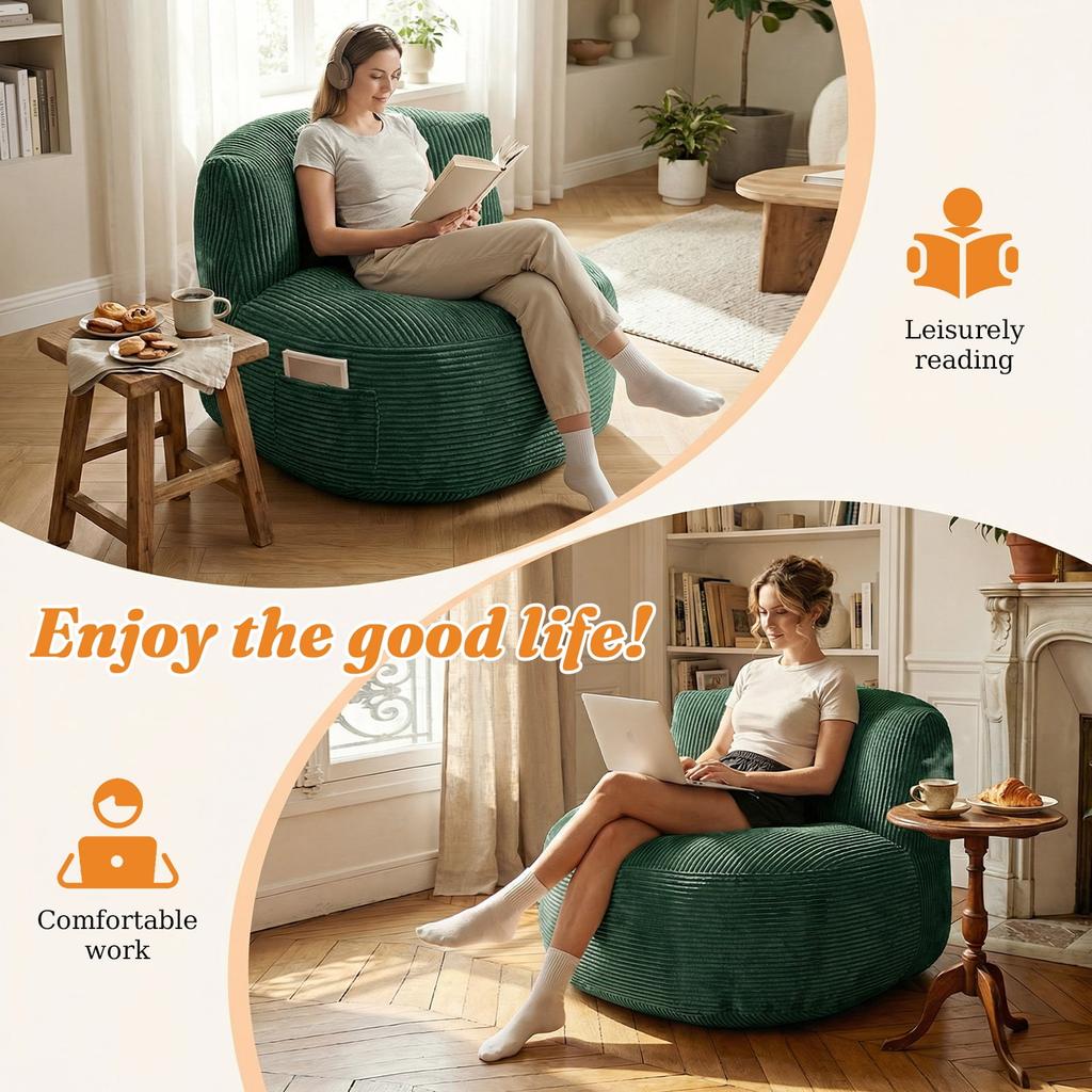 Übergroßer Sitzsack für Erwachsene, Riesiges Bodensofa aus Memory-Schaum, Großes Faulsofa