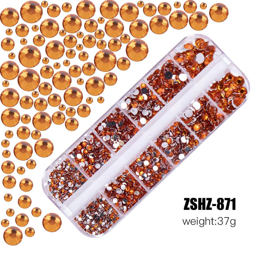 12-Fächer-Box mit gemischten Acrylharz-Strasssteinen mit flachem Boden für DIY Bären-Nagelkunst