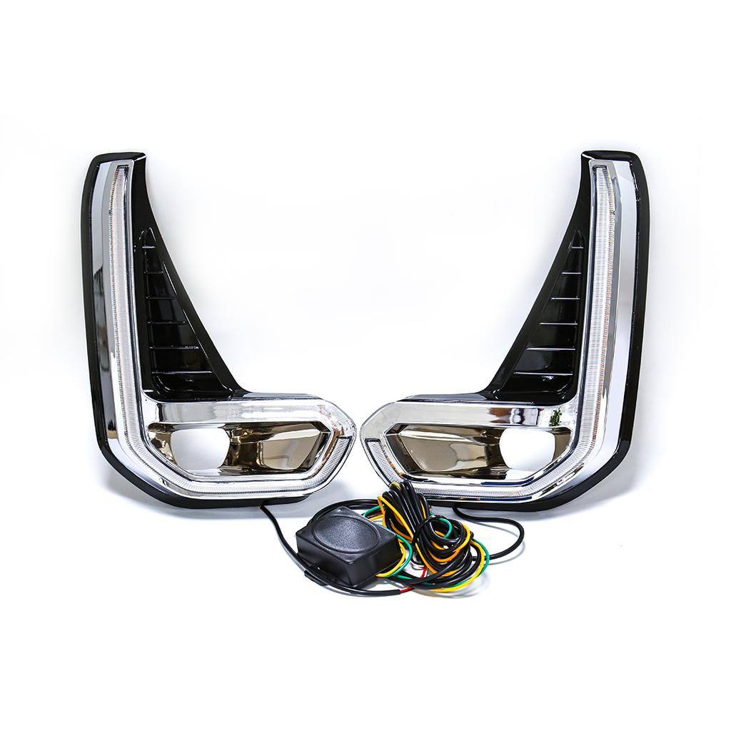 For Toyota Hilux Revo 2020 2021 Led DRL Fog Lamp Daytime Running Light Day Bumper Driving Waterproof Turn Signal Wires Switch