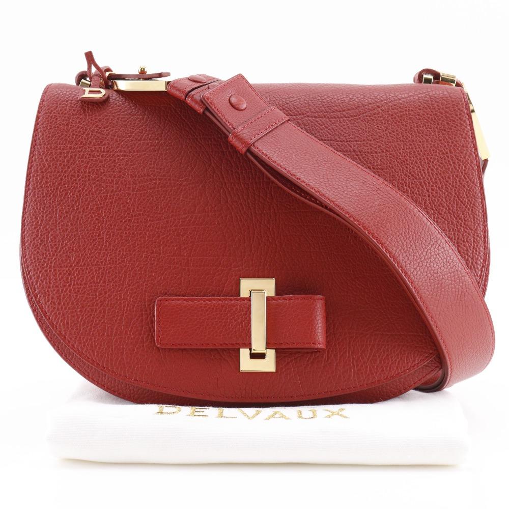 DELVAUX Mutan Shoulder Bag Outlet Red Calfskin Women Used