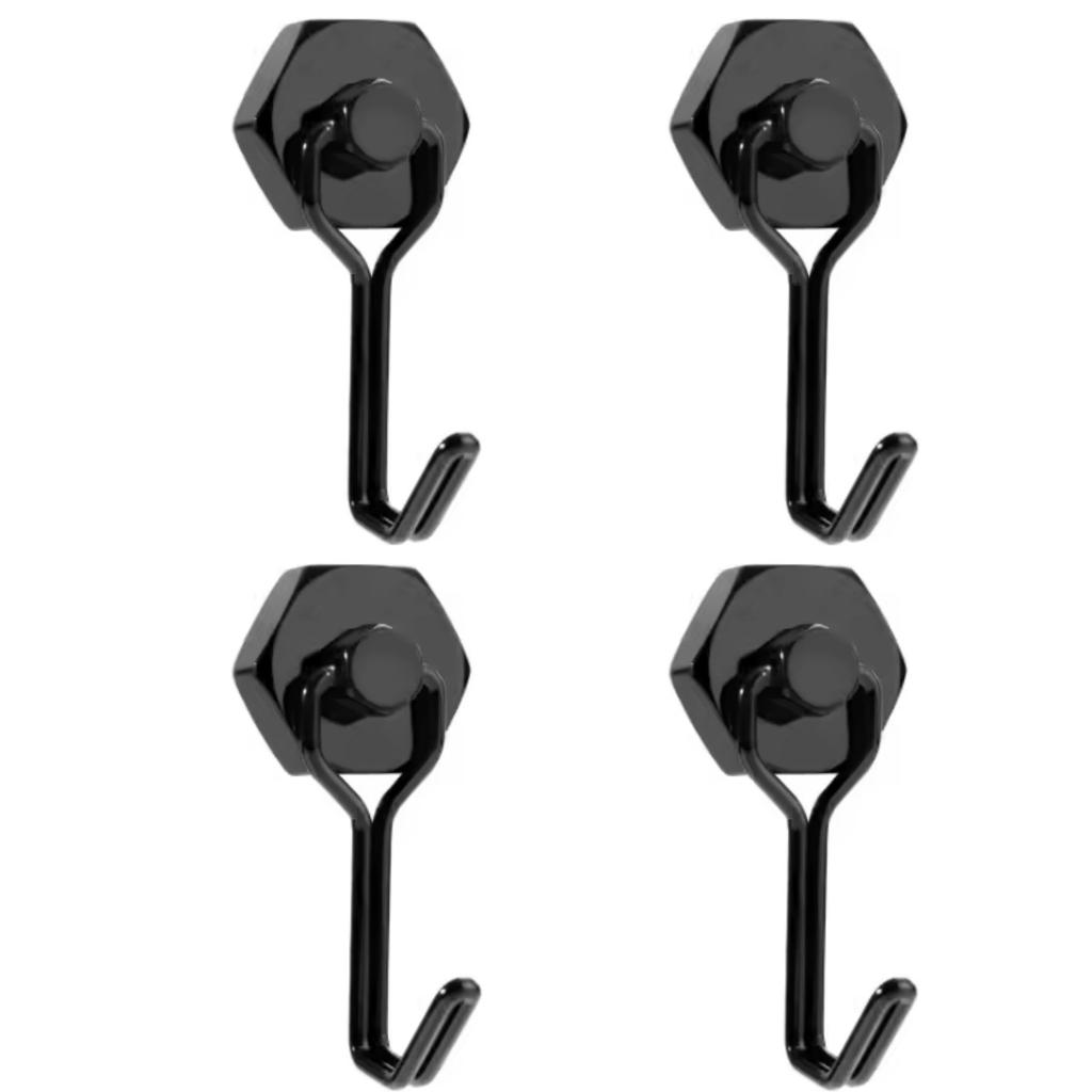 4pcs Strong Magnetic Hooks Home Kitchen Refrigerator Storage Holders Strong Permanent NdFeb Magnetic Hook Storing Supplies