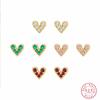 Real 925 Sterling Silver Fashion Exquisite Zircon  Heart Stud Earrings for Women Wedding Birthday Present Jewelry