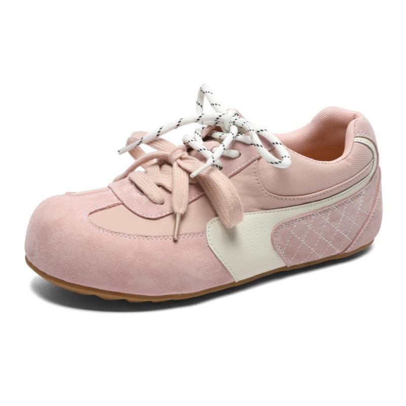 Big head ugly cute woman spring new leather shallow mouth light breathable sports and leisure shoes