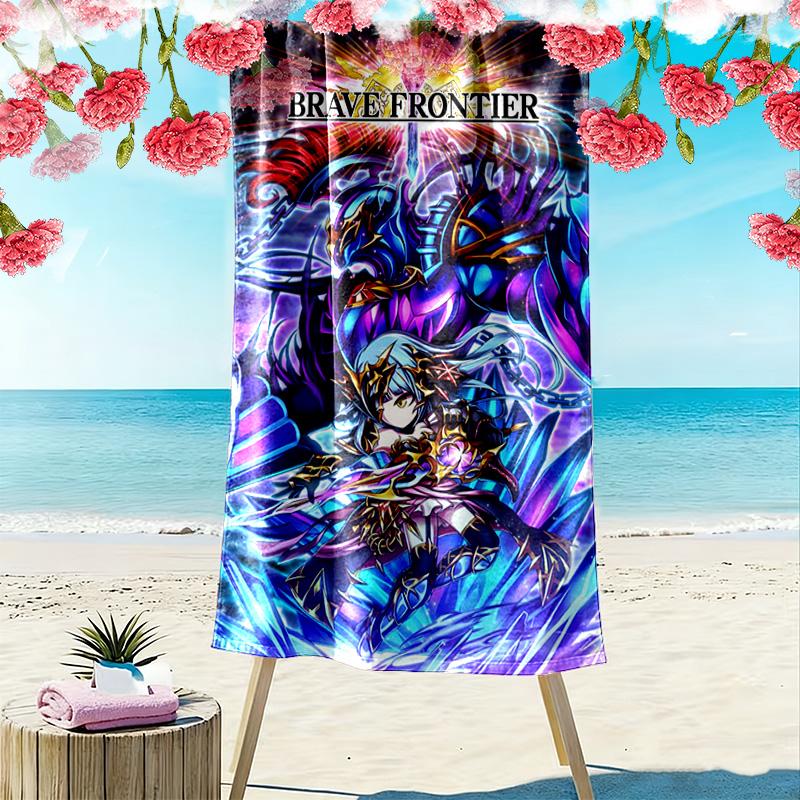Brave Frontier Print Beach Towel, Large Soft Quick Dry Towel for Beach Camping Swimming