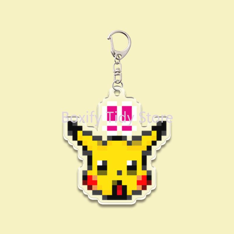 

Pixel Cartoon Acrylic Keychain Transparent Cute Gengar Piplup Bulbasaur Charmander Pendant Trendy Backpack Accessory 4cm
