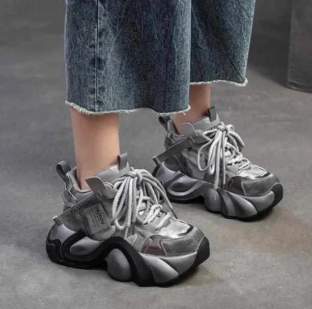 5CM Comfy Ladies Spring Summer Mixed Color Autumn Fashion Pigskin Leather Genuine Platform Wedge Chunky Sneaker Vulcanize
