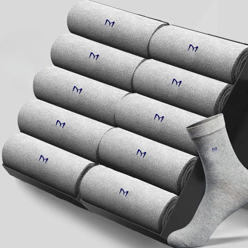 Men's Cotton Socks: Deodorant, Sweat-Absorbent, Lightweight, Year-Round Business & Sports Style, Versatile Mid-Tube Design