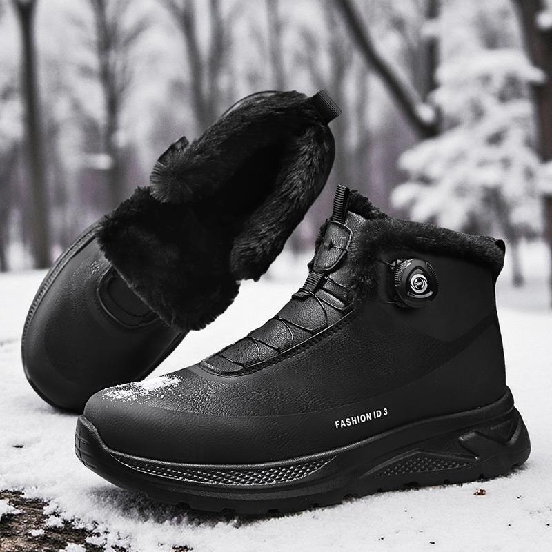 Mens Snow Boots Waterproof Hunting Boots Hiking Shoes for Mountain Trekking Fleece Lining for Warmth Shoes Thick Soled Men Shoes