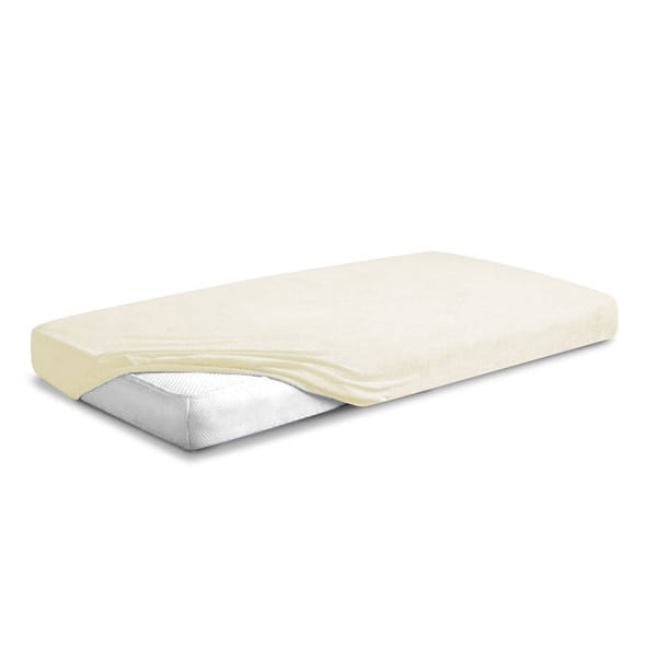 Prześcieradło frotte z gumką 210/220x190/200 premium ecru