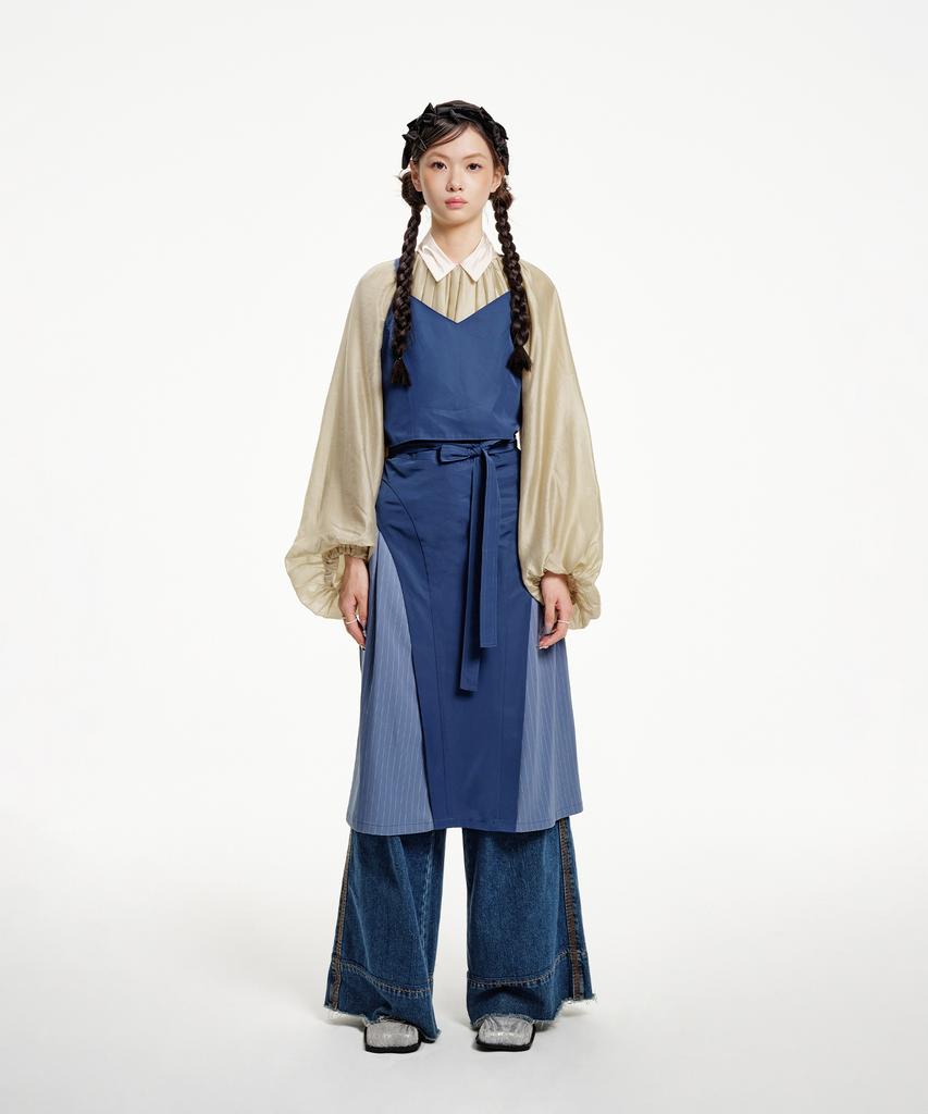 Eipeuleonwei Bullet Cut Apron Dress Blue Size 2