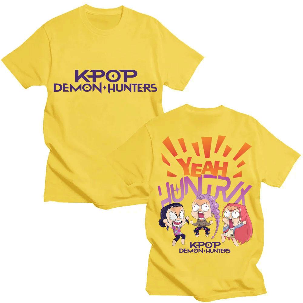 T-shirt K-pop Chasseurs de démons Rumi Mira Zpey Homme Femme Drôle Dessin animé Populaire Mode T-shirts Amples Coton Y2K T-shirts Streetwear