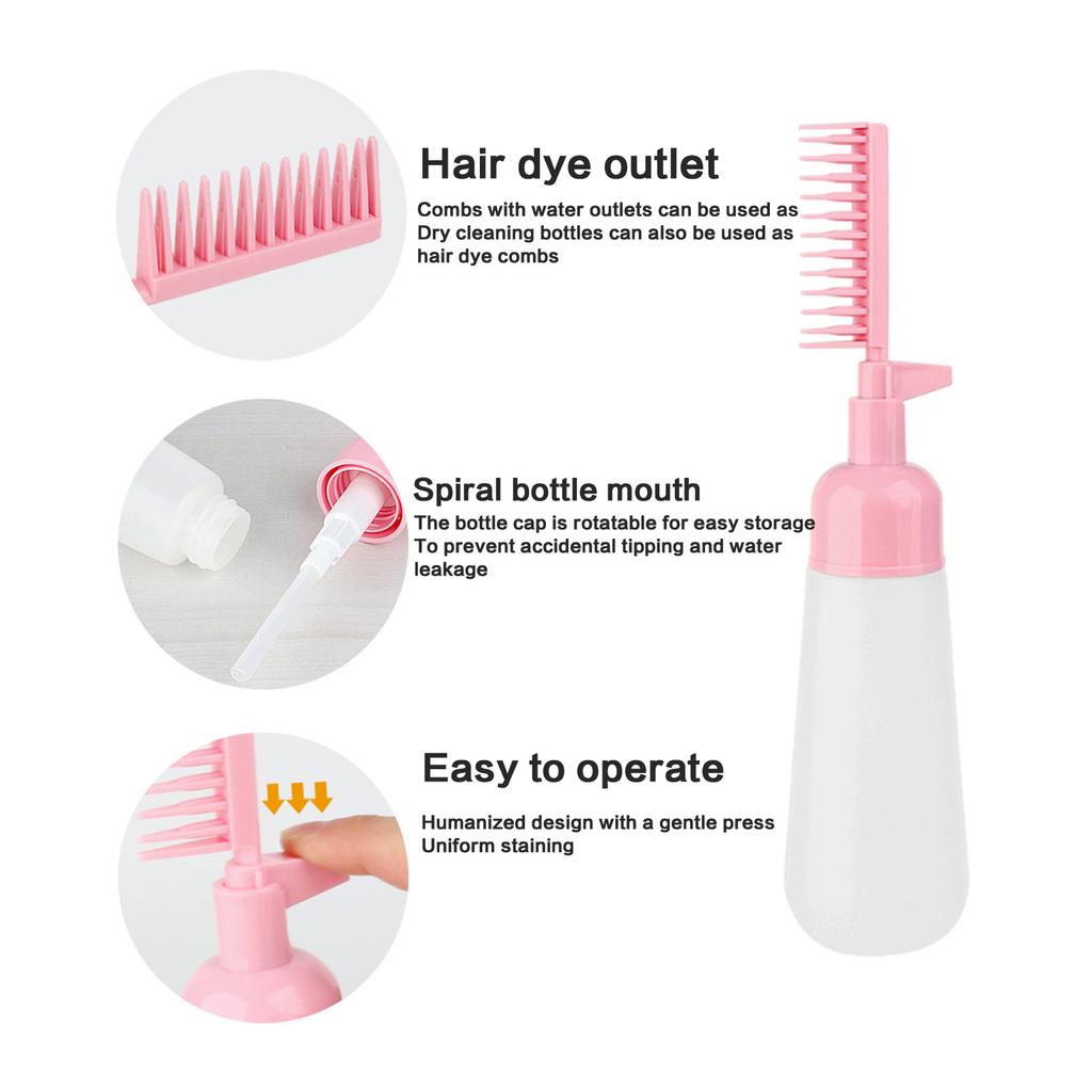 2 In 1 Hairs Dye Bottle with Comb Root Comb Applicator Bottle Hairs Dye Applicator Brush Hair Oil Applicator Bottle