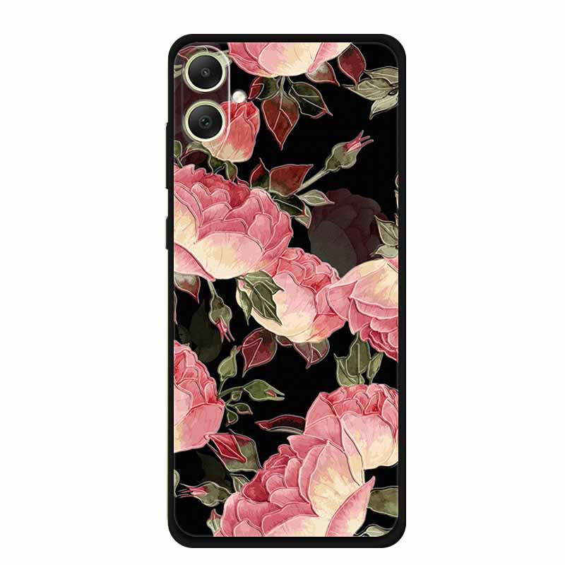 3D Emboss Case For Samsung Galaxy A06 M06 F06 A05 M05 F05 Phone Case A 06 M 05 Flower Black Silicone Soft Back Cover Coque Funda