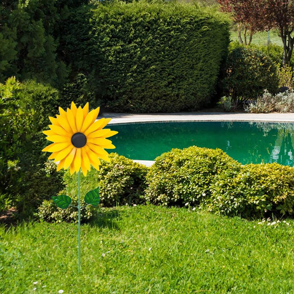 Outdoor Garden Rotating Windmill Wrought Iron Sun Flower Sunflower Decoration