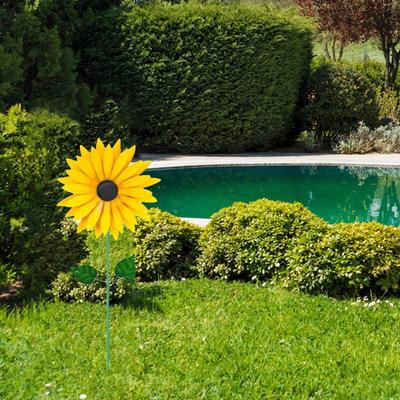 Metal Rotating Sunflower Wind Spinner Sunflower Windmill with Stake Standing Lawn Flower Pinwheel Outdoor Garden Decorations