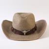 Popolare cappello da cowboy western classico europeo e americano intrecciato in paglia per uomo e donna moda outdoor stile OL cappello a cilindro intrecciato