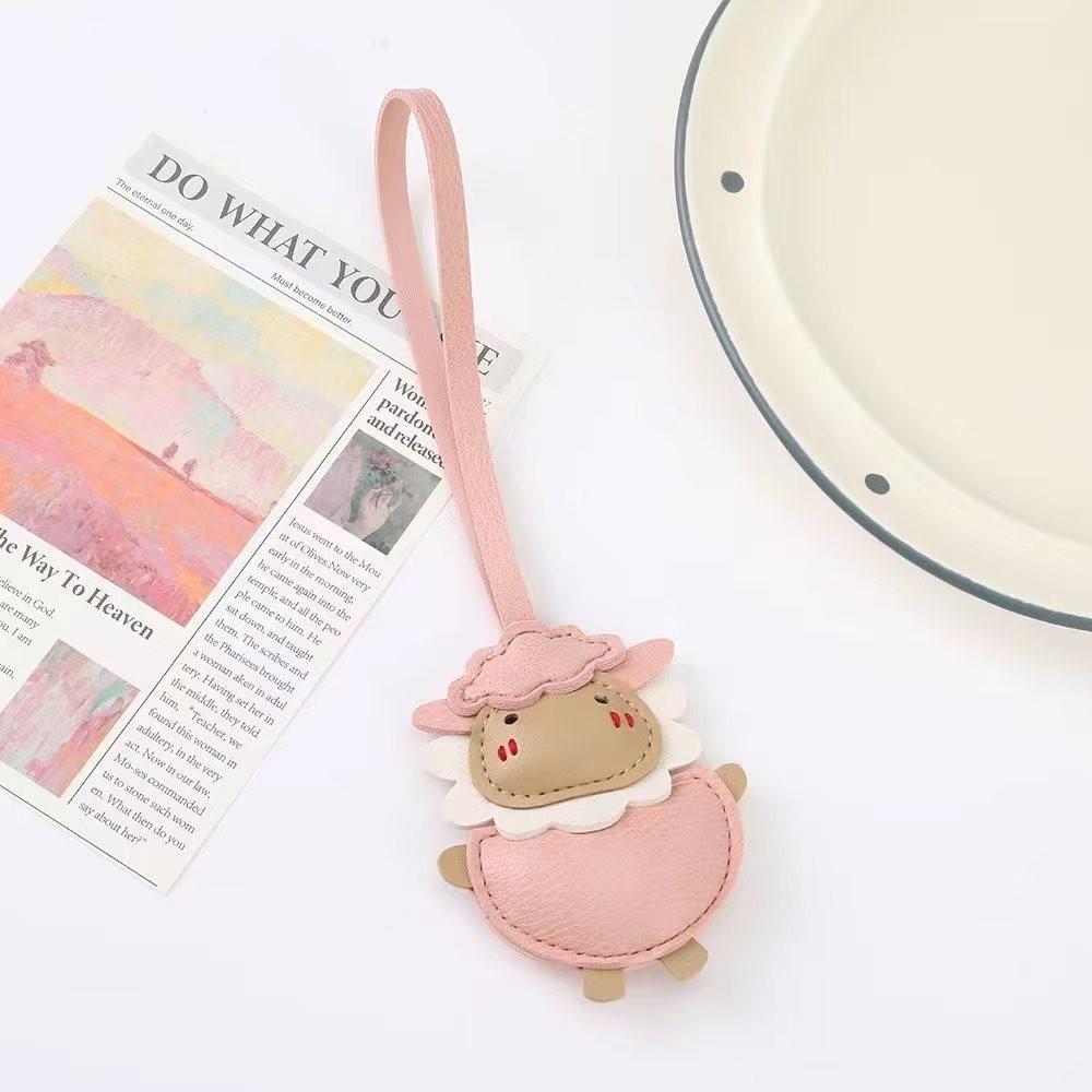Cartoon PU Keychain Vintage New Year Pendant Fashion Sheep Bag Charm  For Women