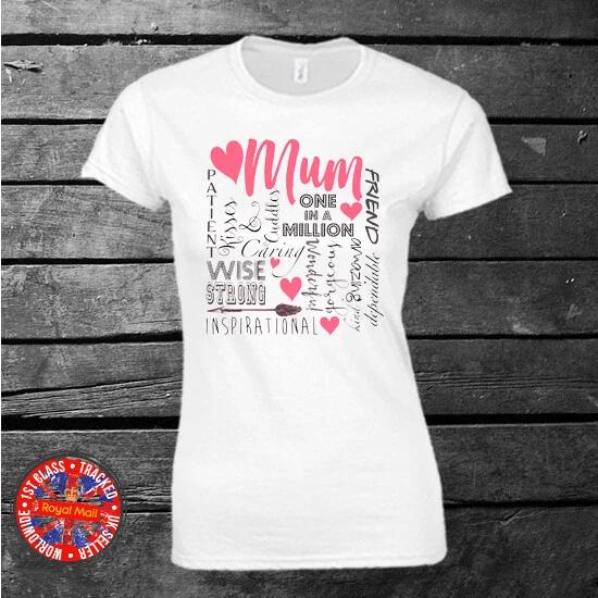 Mum Word Art T-shirt Mother Mom Mummy Gift Ladies Womens Mother s Day Christmas M