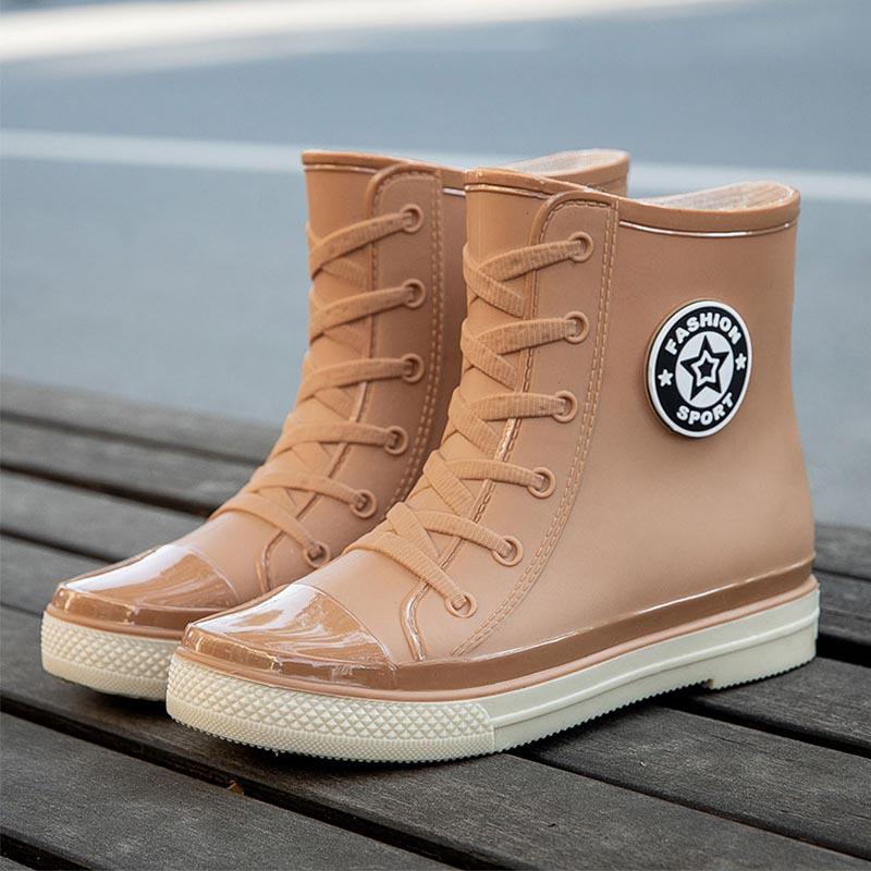 Trendige Damen-Regenstiefel im koreanischen Stil - Kurz, warm, Gummi, modische Schuhe für Studentinnen