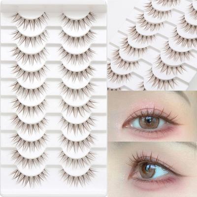 10 Pairs 3D Manga Lashes Natural Look Dramatic Anime Lashes Fashion Spiky Lashes  for Women
