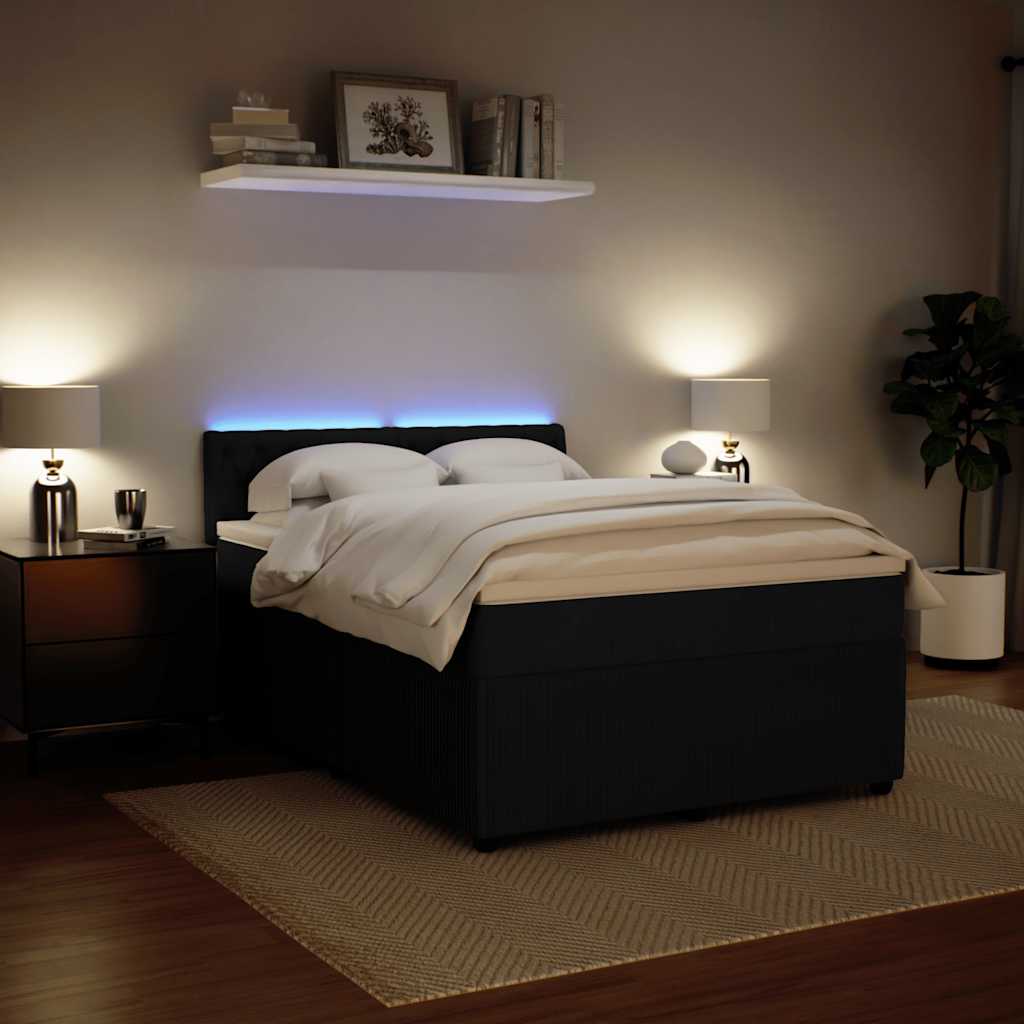 Box Spring Bed with Mattress Black 160 X 200 Cm Velvet