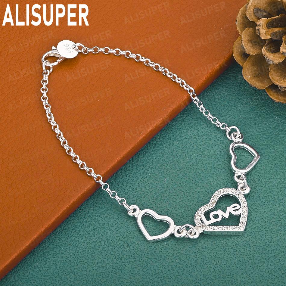 925 Sterling Silver Hollow Romantic LOVE Bracelet-Fashion Gift Jewelry