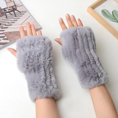 Nuove Donne 100% Reale Genuino Lavorato A Maglia Pelliccia di Coniglio Rex Guanti Inverno Caldo Della Signora Vera Pelliccia Guanti Senza Dita Fatti A Mano In Maglia Guanto di Pelliccia