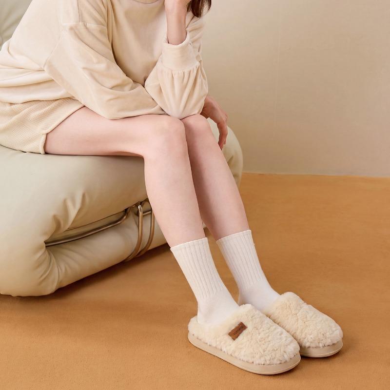 Winter Cotton Slippers Women Wear Non-slip Home Plush Slippers Winter Indoor Plush Warm Wool Slippers Men