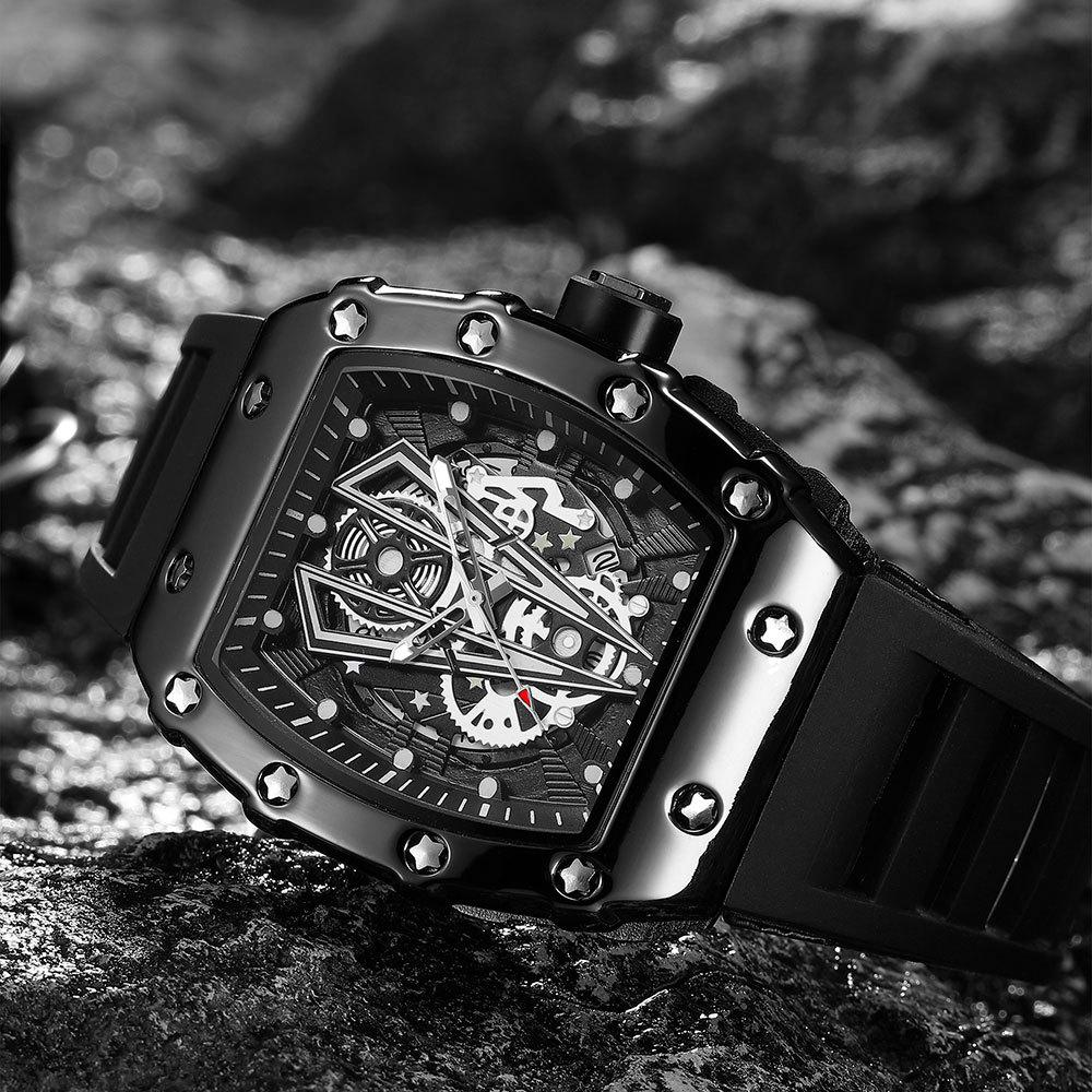 Herren Silikon Tonneau Form Leuchtende Mode Sportuhr