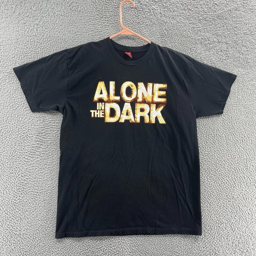 VINTAGE Atari T Shirt Men Large Black Alone In The Dark Video Game Promo 00s Y2K