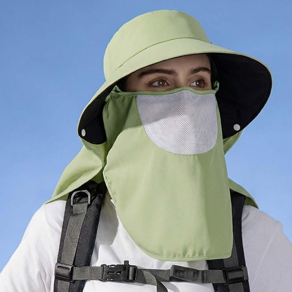 Anti-UV Mask Neck Protection Hat Solid Color Picking Tea Hat Cycling Cap Sunshade Shawl Cap  Travel