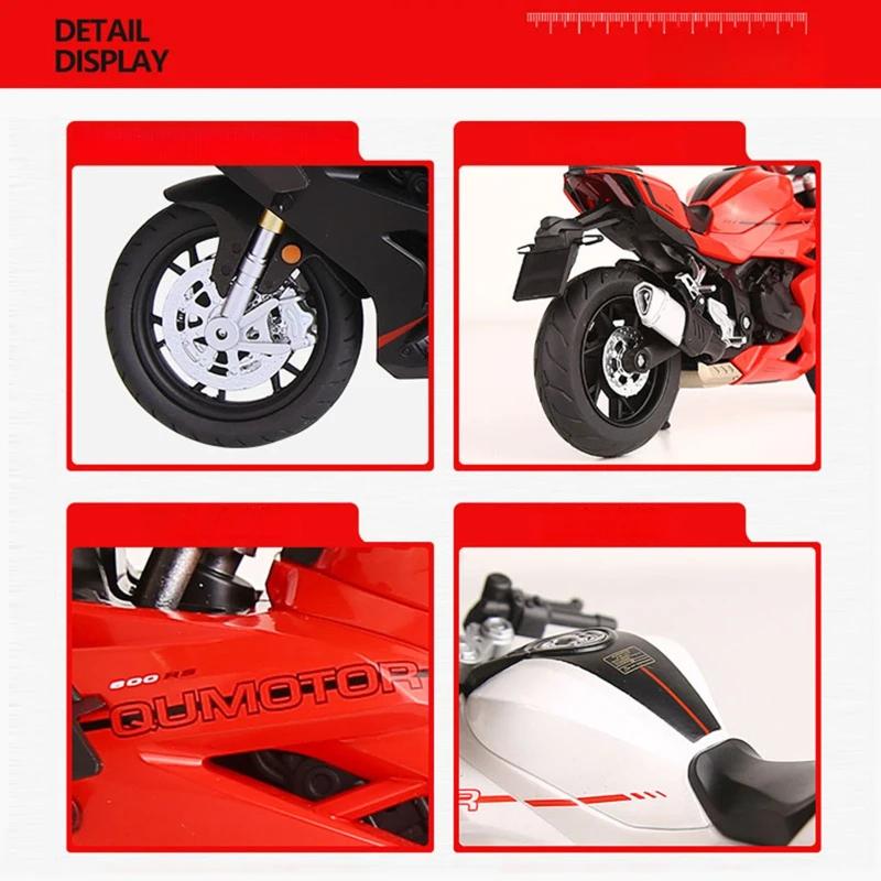 1:12 QJMOTOR 600RS Simulation Alloy QJ Motorcycle Model Exquisite Ornament Sound and Light Model Boy Toy Car Gift