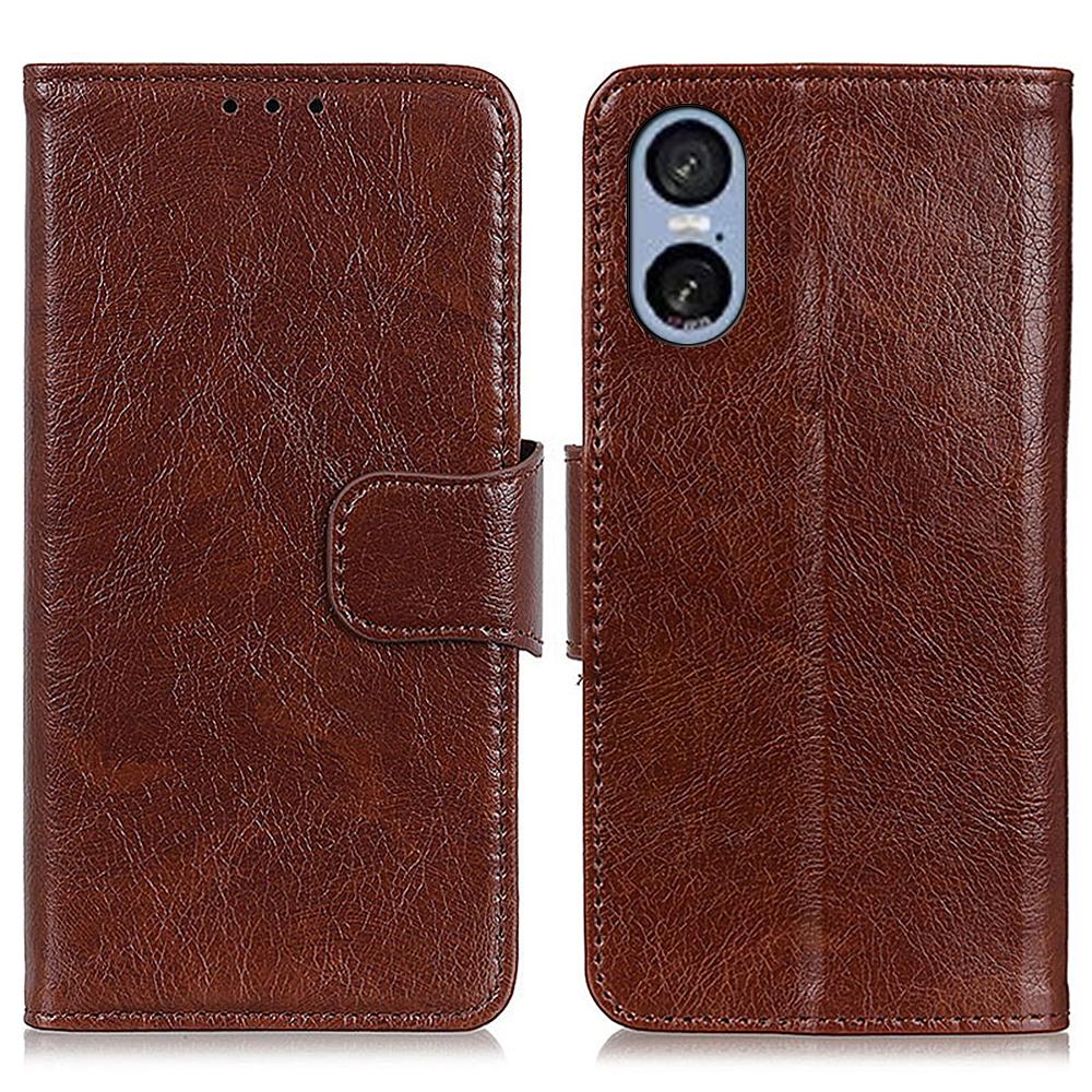 For Sony Xperia 5 VI Case Nappa Texture Split Leather Wallet Phone Cover