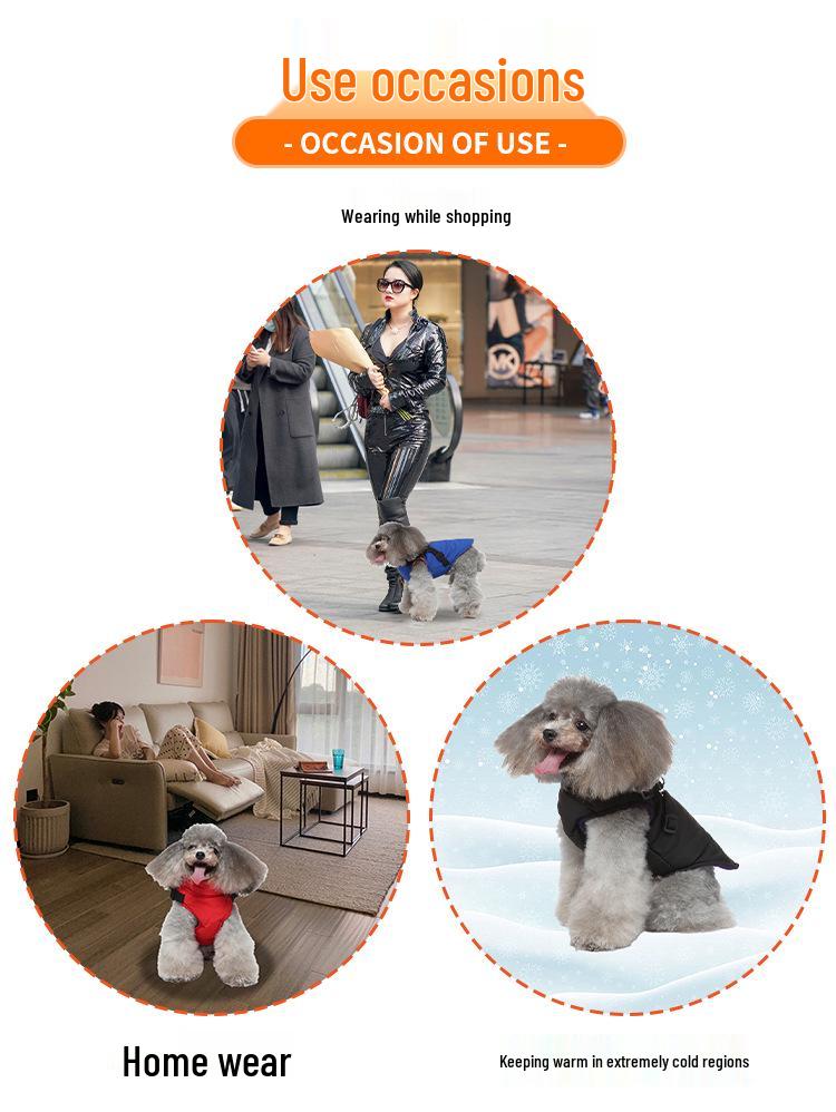 Durable Cotton Dog Jacket with Harness and Leash - Cold-Resistant Pet Outerwear 