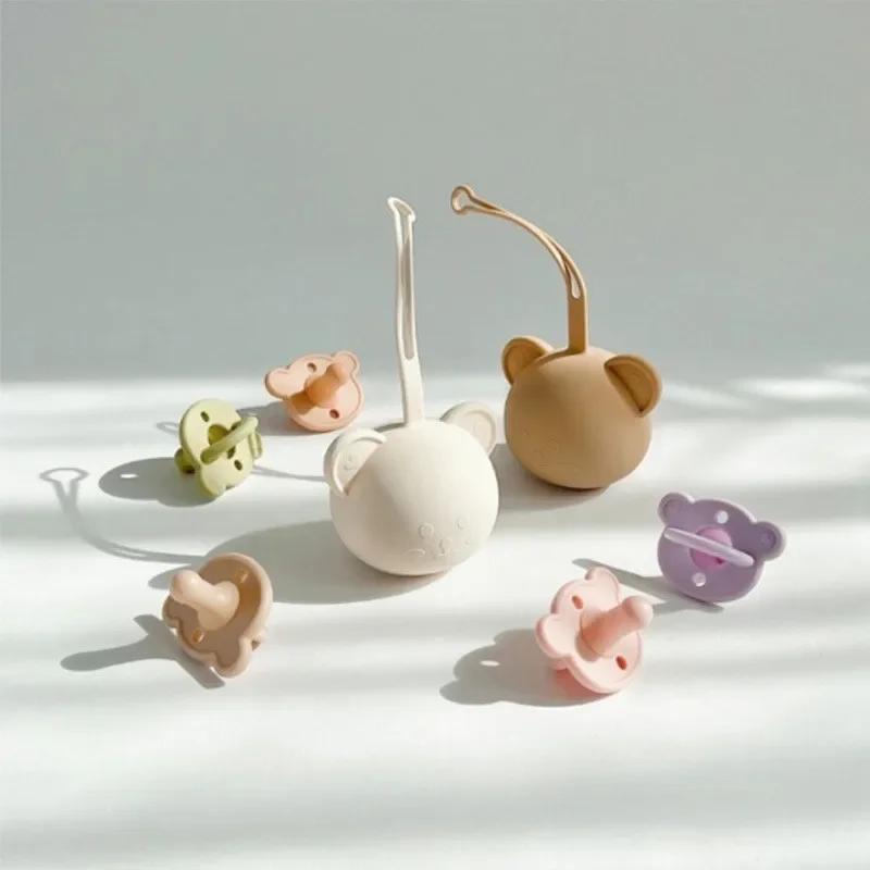 1 sztuka koreańskiego etui na smoczek do wózków dziecięcych, śliczny niedźwiadek z kreskówek, torba dla mamy, pudełko do przechowywania smoczków silikonowych