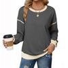 Women's Fashionable Round-Neck Wool Blend Long-Sleeve Color-Blocked Oversized Top