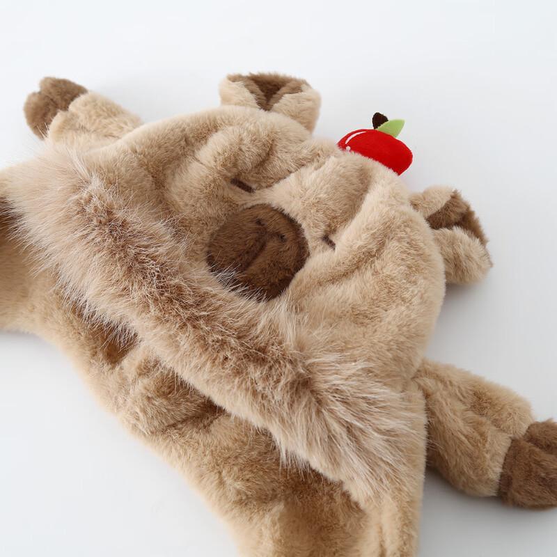 Kinder Capybara Hut mit beweglichen Ohren & Schal Set