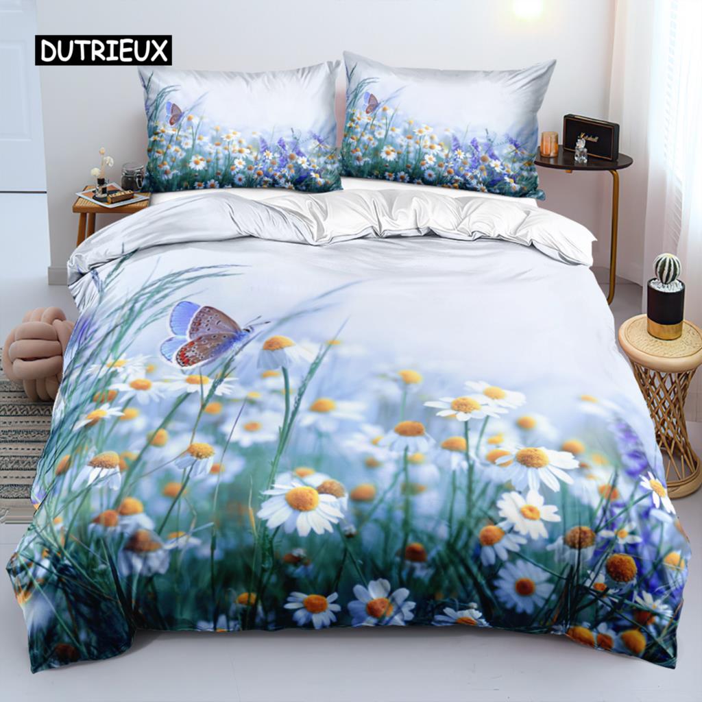 3D design Květiny Soupravy povlaků na přikrývky Ložní prádlo Souprava na přikrývku/přikrývku Povlaky na polštáře 220x240 Velikost Černá Bytový textil