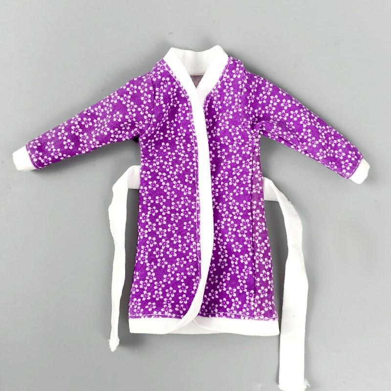 

Фиолетовый цветочный банный халат для куклы Барби, костюм для ванной, зимняя пижама, спальный халат, повседневная одежда для игрушек Барби 1/6 фиолетовый