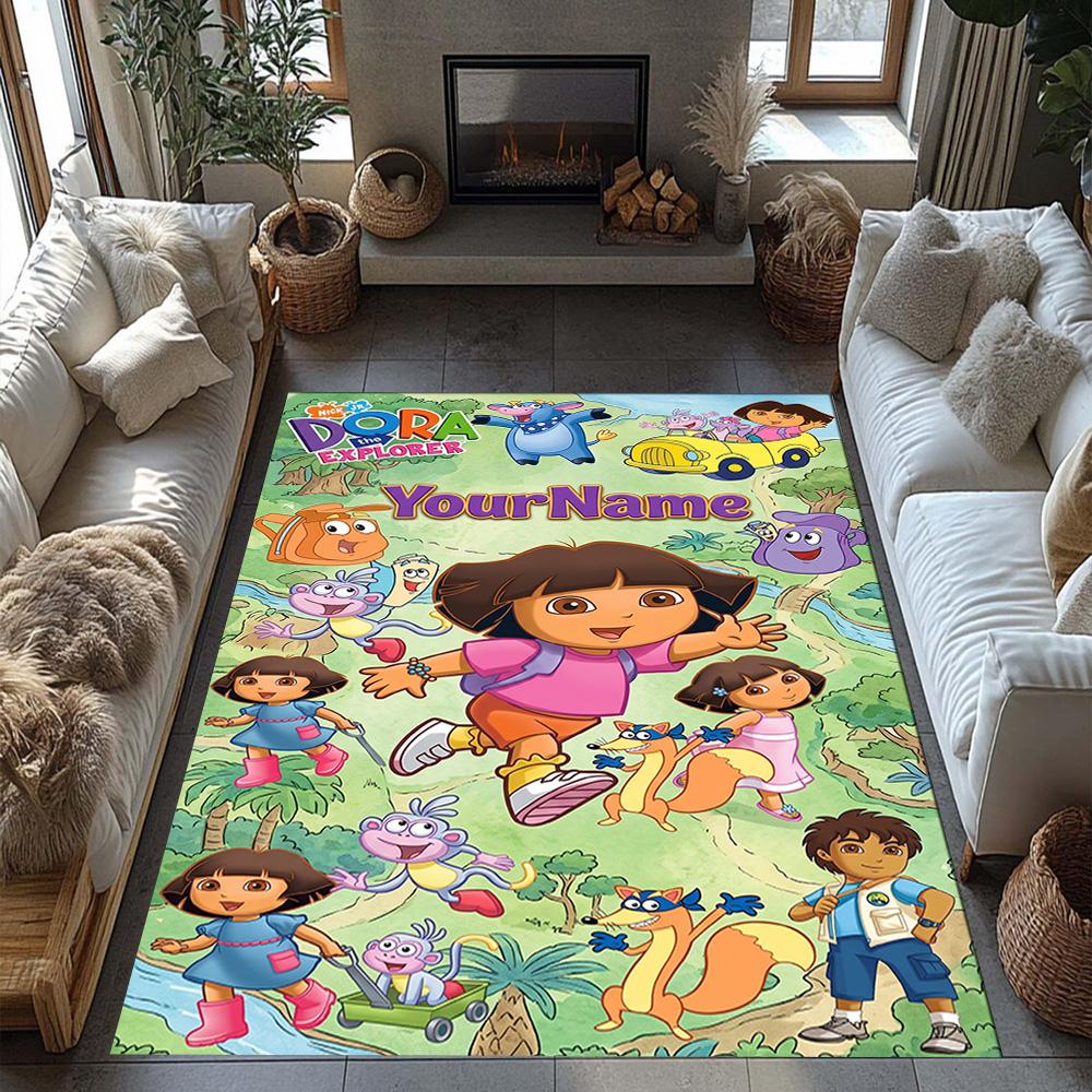 Dora Explorer Customizable Name Floor Rug Office Rug Perfect for Outdoor Dormitory Study room Playrooms Anti-slip Rug Decorate Offices