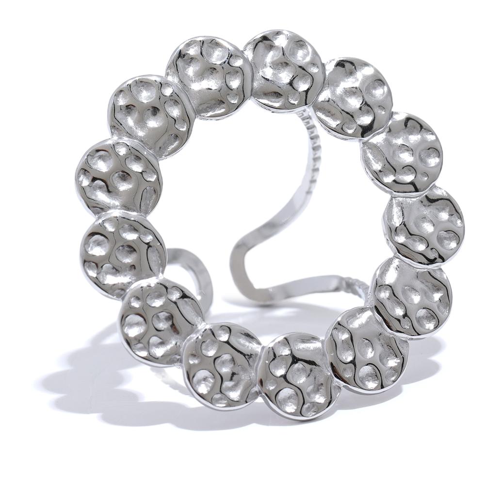 

Yhpup Stainless Steel Round Hollow Big Open Ring Personalized Fashion Vintage Metal Hyperbolic Trendy Jewelry Bijoux Anillo