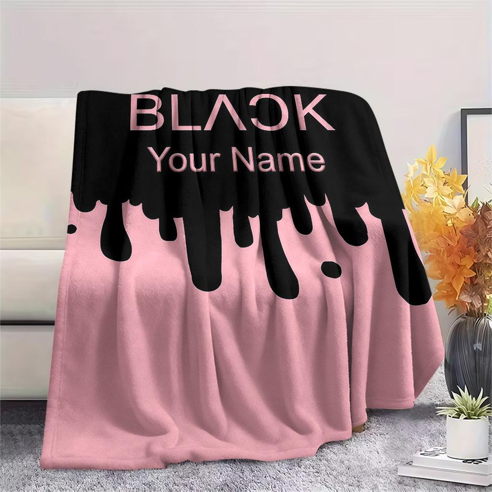 1PC Custom Name Blackpink Patterned Flannel Blanket Suitable For All Seasons for Home Decor Warmth and Comfort Gifts Holiday Present -HE100