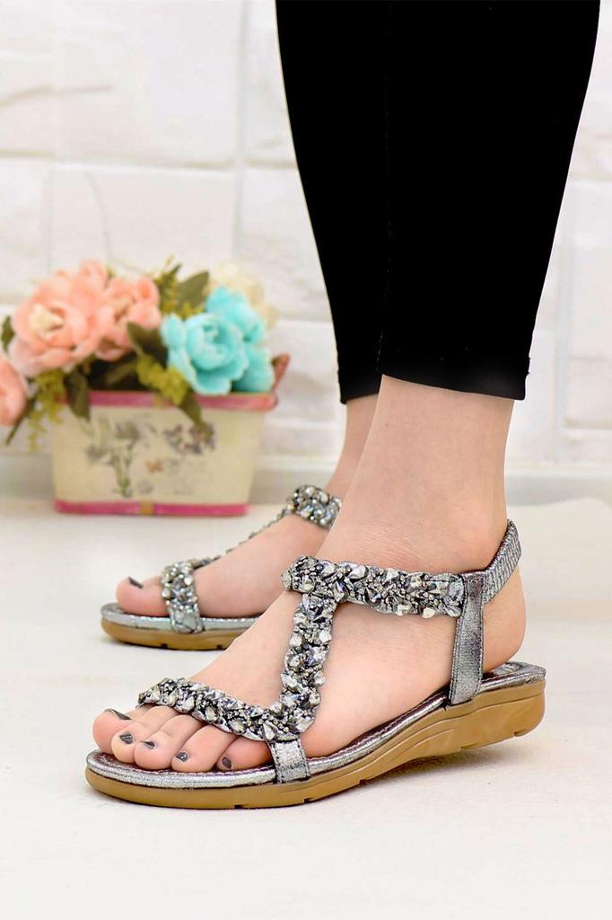 Women's Casual Sandals Silver Stone Orthopedic Casual Gray Sandals