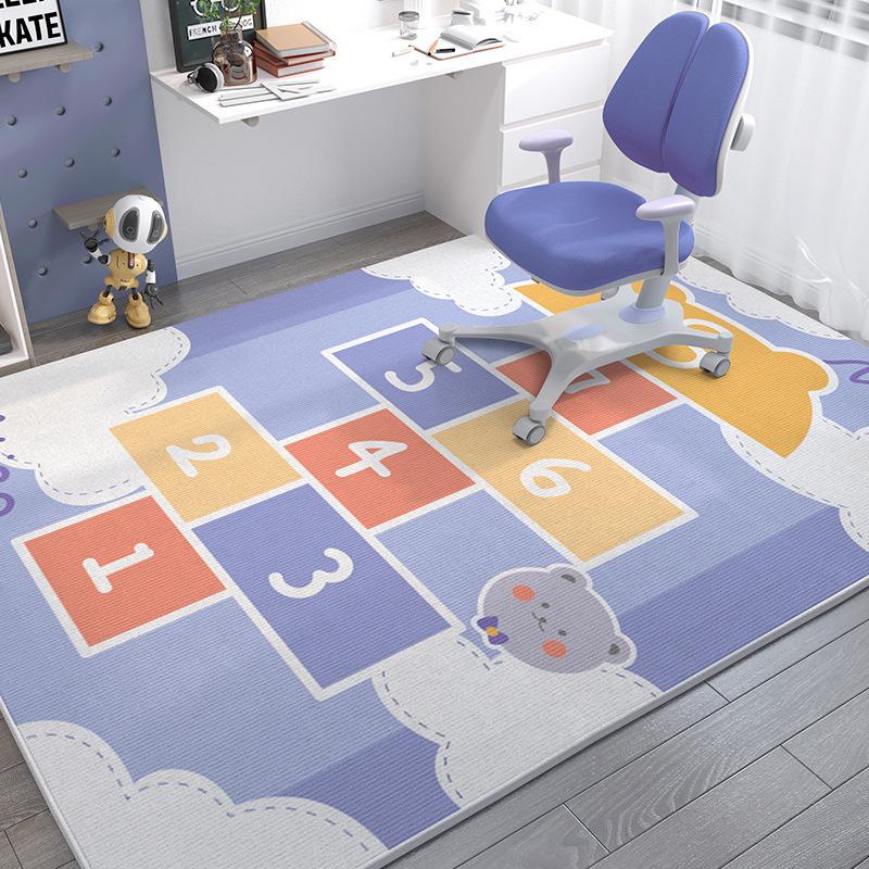 Girls Pink Carpet Mat Rug Cartoon Unicorn Animal Pattern with Happy Text Soft Floor Mat for Kids Bedroom Home Decoration Rug