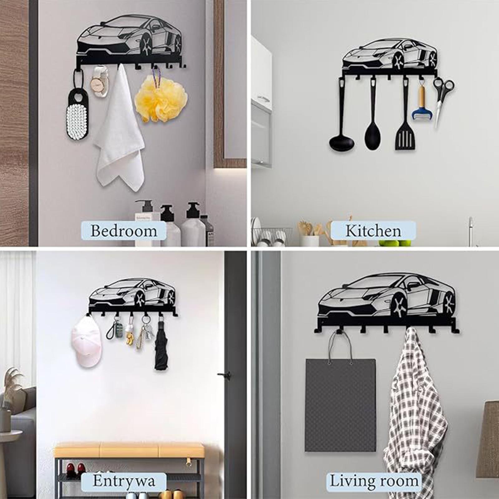 

Industrial Style Metal Car Key Holder Wall Mount with Modern Aesthetic Multifunctional Keychain Rings for Home Decor A