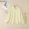 ZANZEA Women Casual Turn Down Collar Loose Long Sleeve Button Blouse